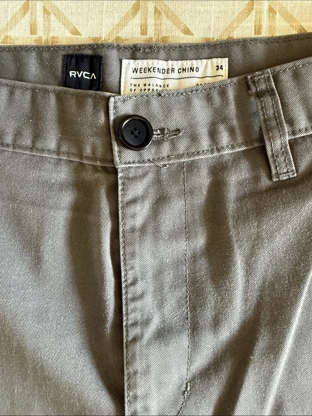RVCA Men's Gray Flat Front Chino Shorts
